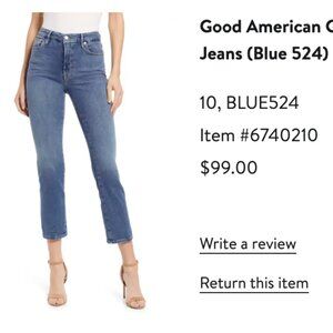 Good American Good Straight Ankle Straight Leg Organic Cotton Jeans (Blue 524)